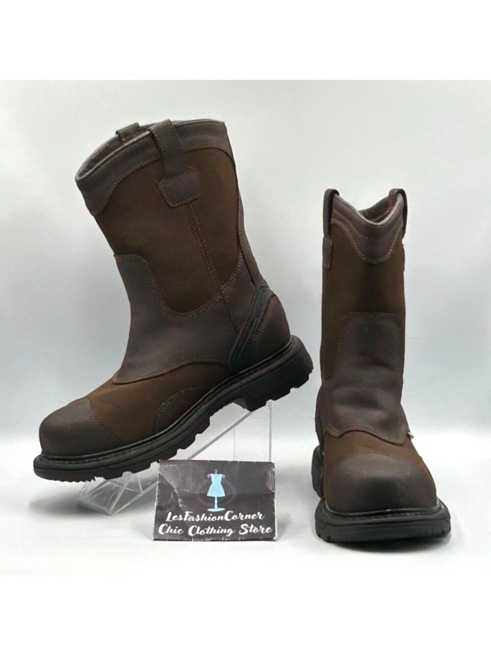 NWOT Weinbrenner Wood n’ Stream Men's Brown Leather Oil Slip Resisting Sz 9M 306